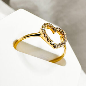 Anillo Corazón Blanco Talla 6.5 de Oro 18K