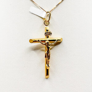 Dije Cruz Cilíndrica Grande de Oro 18K