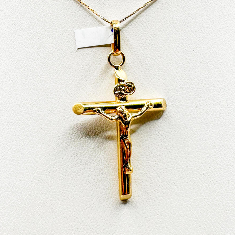 Dije Cristo Cilíndrico Grande de Oro 18K